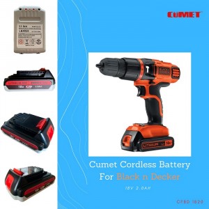 Cumet- Cordless Baterai For Black Decker 18Volt 2.0Amp